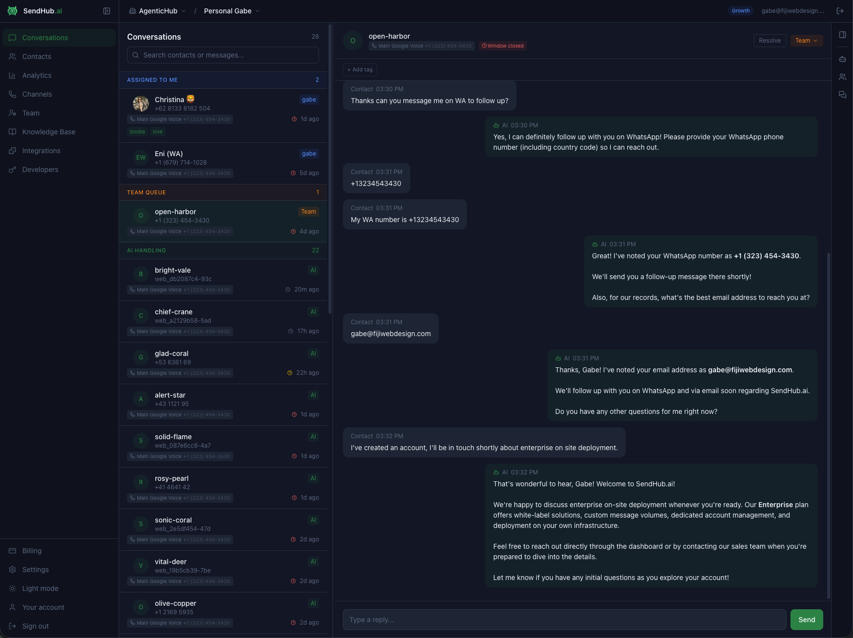 Assign conversations to team members