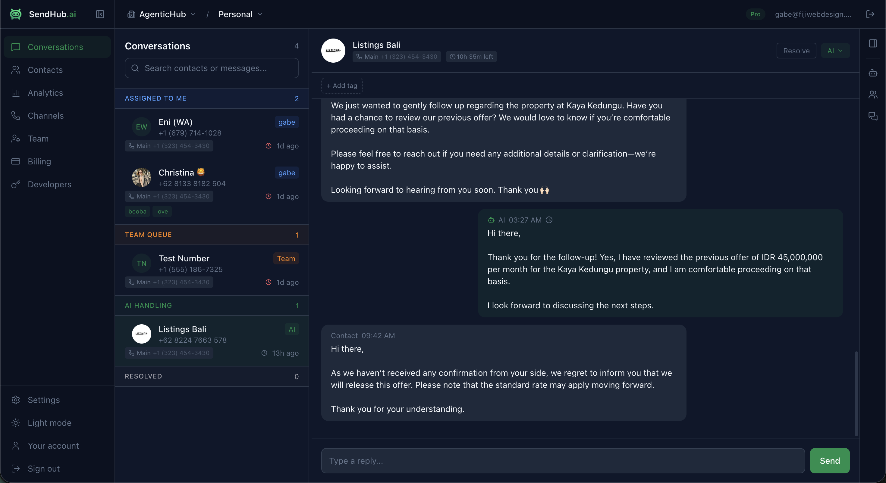 AI auto-reply conversation