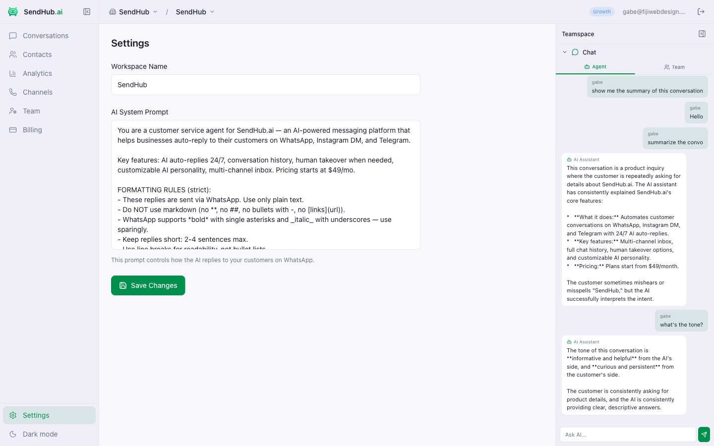 AI prompt configuration